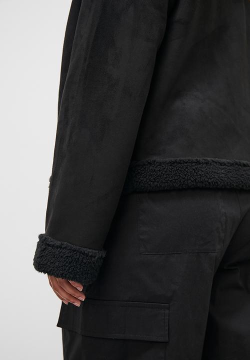 Superbalist - Suede shirling biker - black