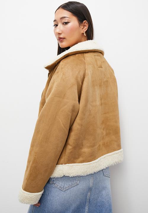 Superbalist - Suede shirling biker - tan