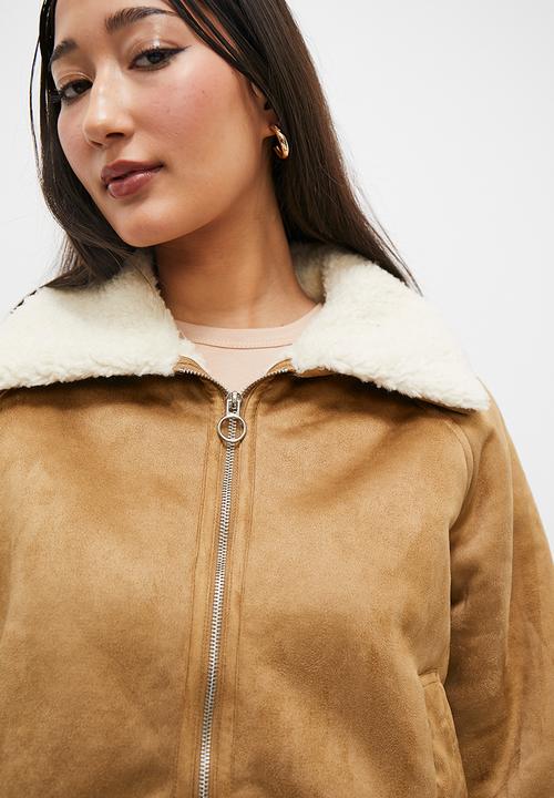 Superbalist - Suede shirling biker - tan
