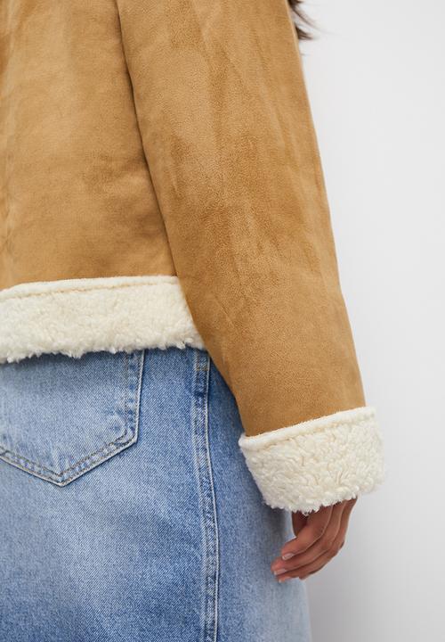 Superbalist - Suede shirling biker - tan
