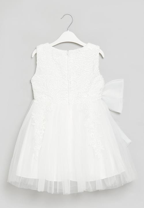 Pop Candy - Sleeveless occasion dress with bow - white