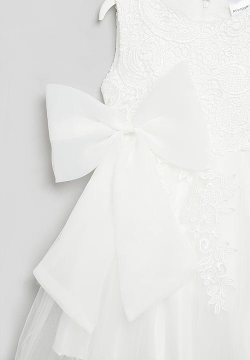 Pop Candy - Sleeveless occasion dress with bow - white