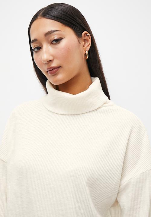 Superbalist - Soft touch oversize poloneck tunic -  white