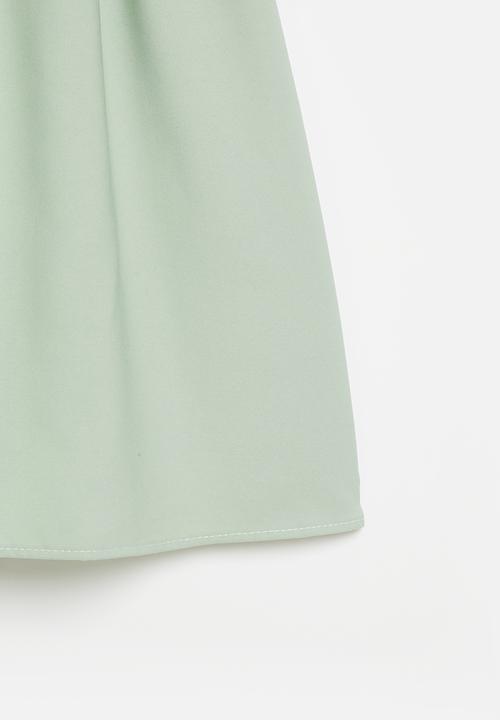 Pop Candy - Girls dress with puff sleeve - sage