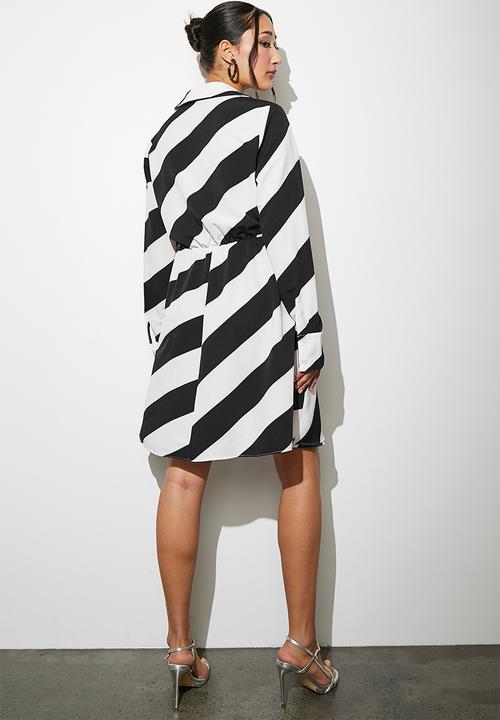 VELVET - wrap mini shirt dress - stripe
