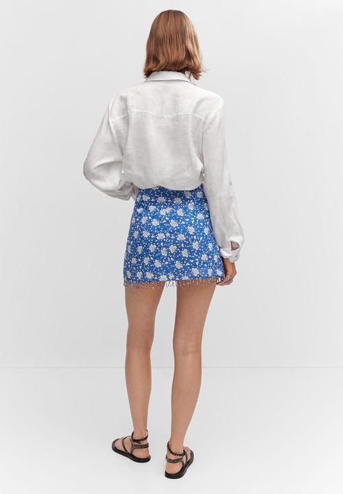 MANGO - Skirt bolitas - mid-blue