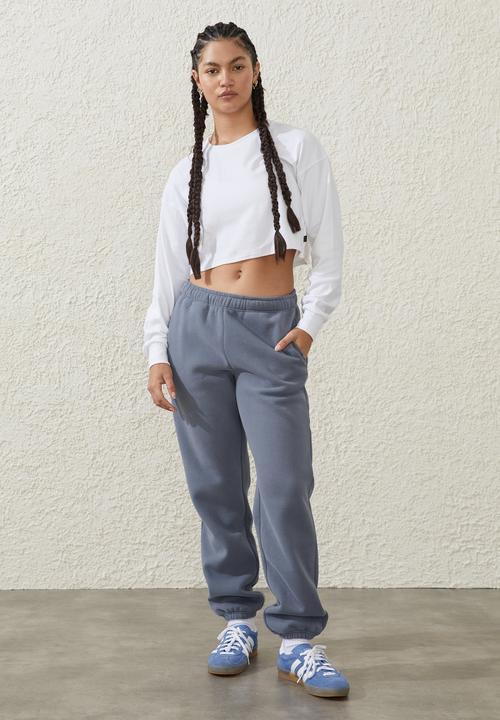 Cotton On - Plush Gym Track Pant - Blue Steel