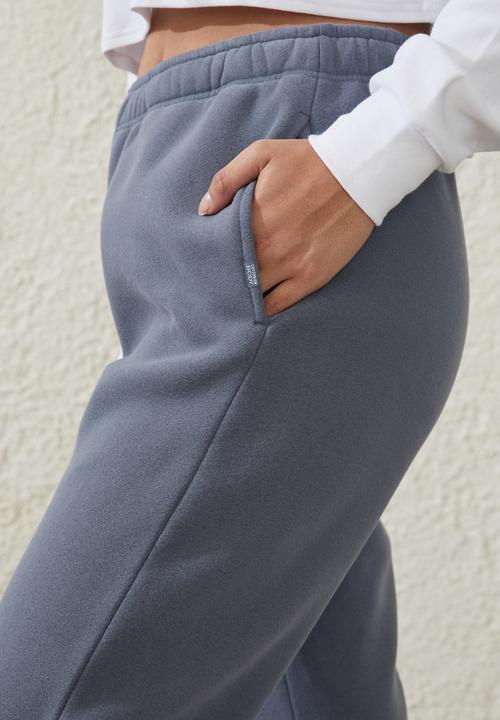 Cotton On - Plush Gym Track Pant - Blue Steel