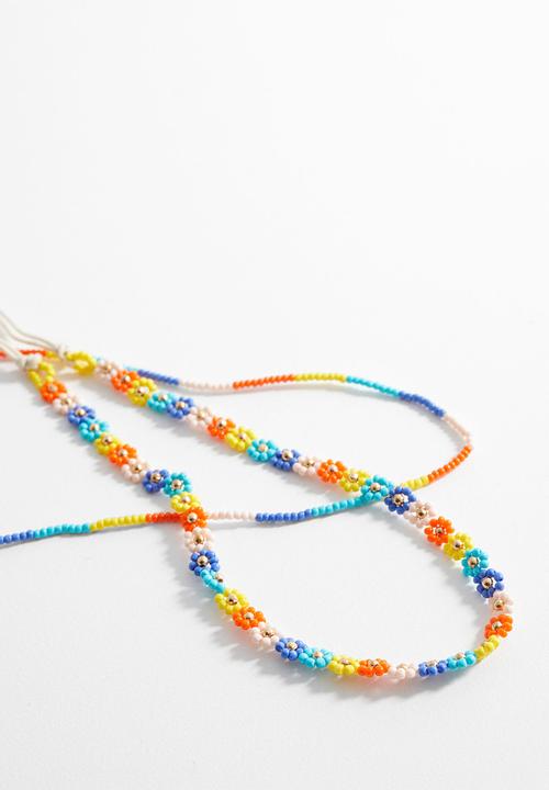 MANGO - Necklace flowers - blue