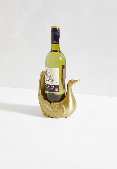 Sixth Floor - Swan wine bottle holder - brass