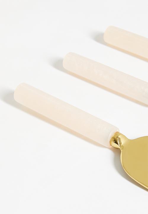 Sixth Floor - Fiva cheese knives set of 3 - gold & ivory
