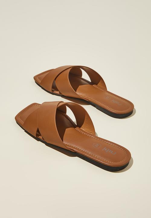Cotton On - Everyday sophie xover slide - tan smooth