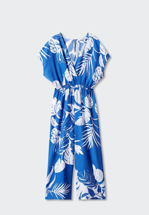 MANGO - One-piece suit twist - mid-blue