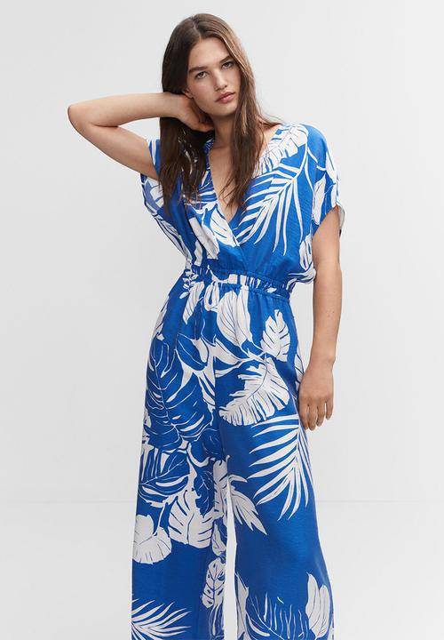 MANGO - One-piece suit twist - mid-blue