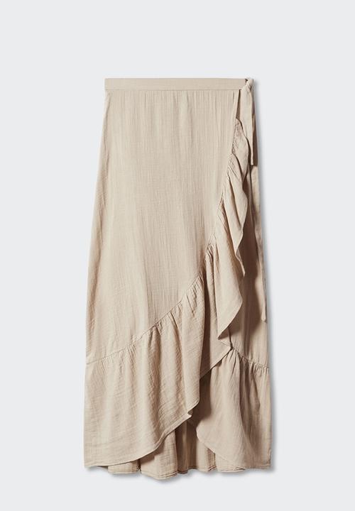 MANGO - Skirt bambula - beige