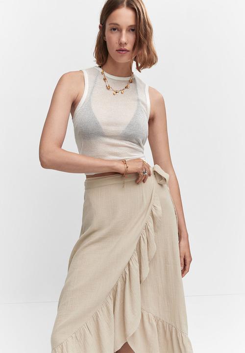 MANGO - Skirt bambula - beige