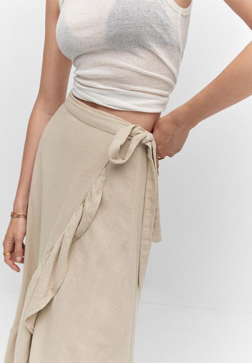 MANGO - Skirt bambula - beige