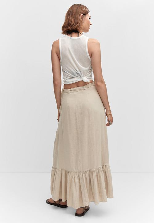 MANGO - Skirt bambula - beige