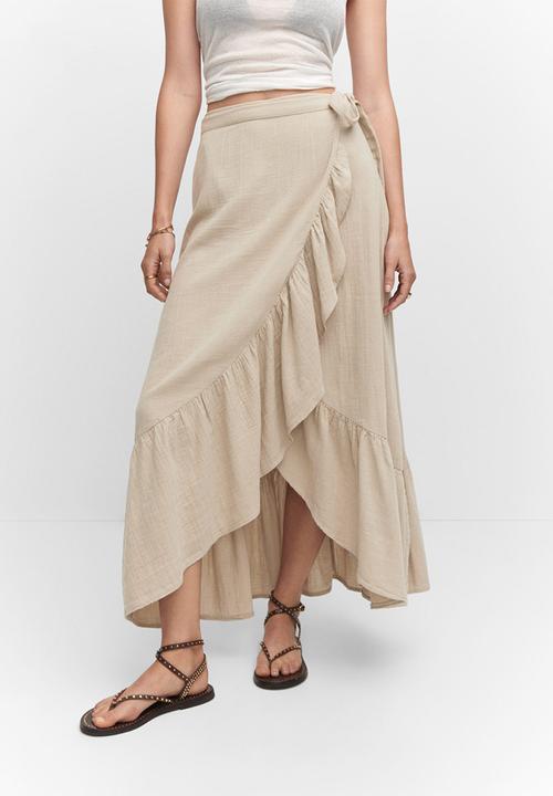 MANGO - Skirt bambula - beige