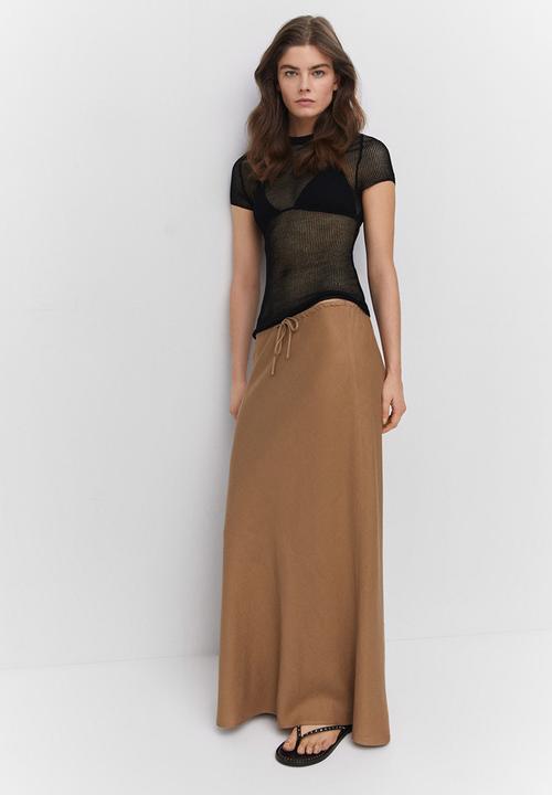 MANGO - Skirt lin - mid-beige
