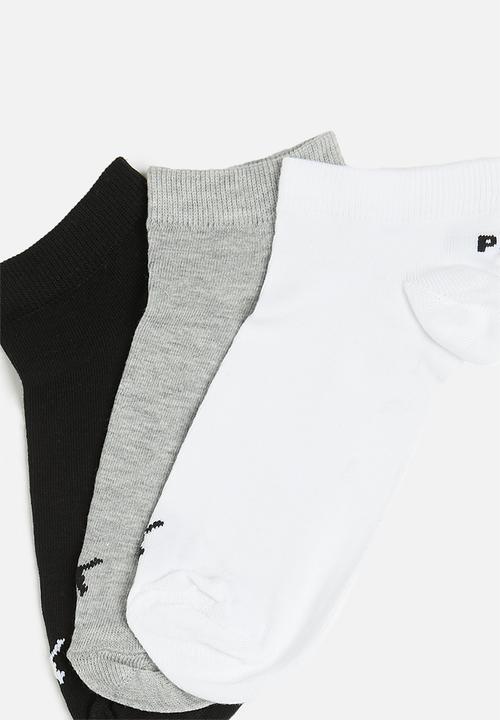 PUMA - Ladies 3 pack sneaker socks - black / white /grey melange