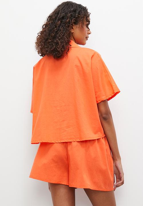 Superbalist - Short sleeve button down short set - orange