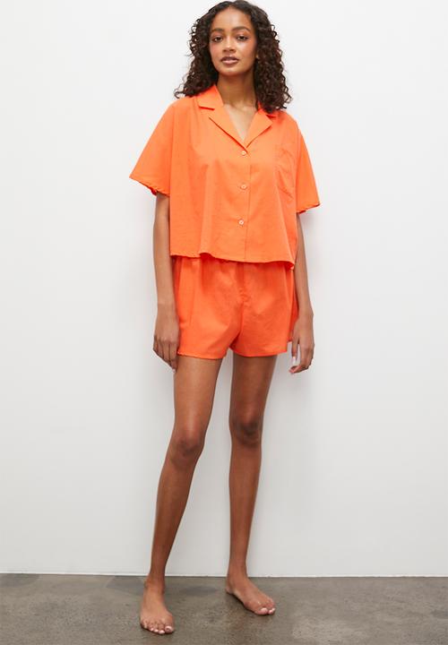 Superbalist - Short sleeve button down short set - orange