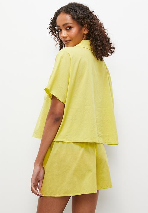 Superbalist - Short sleeve button down short set - lime