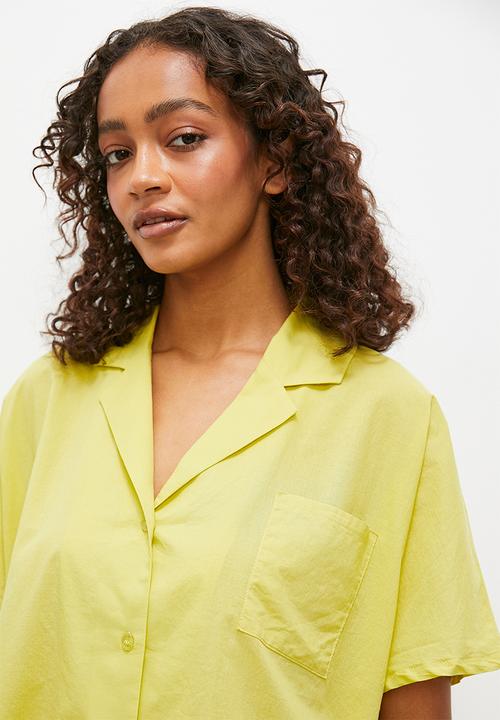 Superbalist - Short sleeve button down short set - lime