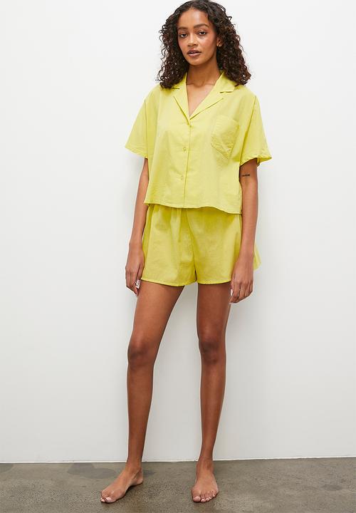Superbalist - Short sleeve button down short set - lime