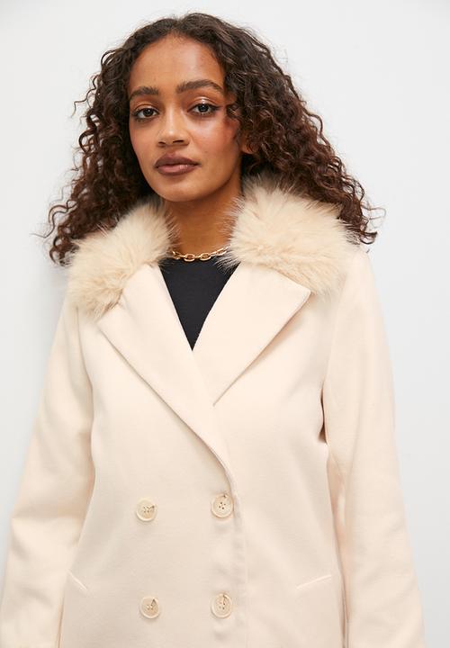Superbalist - Fur trim coat - oat
