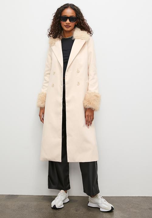Superbalist - Fur trim coat - oat