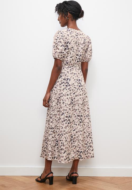 edit - Satin wrap midi dress - multi