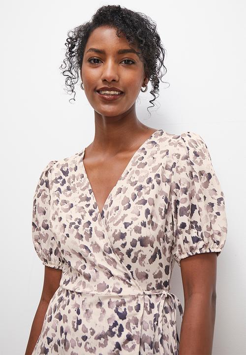edit - Satin wrap midi dress - multi