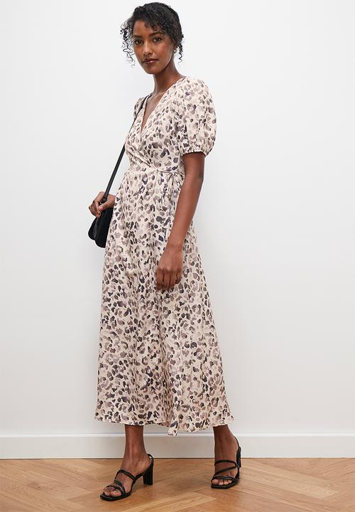edit - Satin wrap midi dress - multi