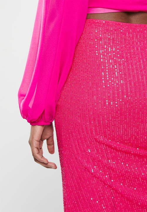 NA-KD - Asymmetric sequins skirt - pink
