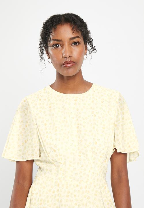 NA-KD - Slanted side chiffon mini dress - small yellow flowers