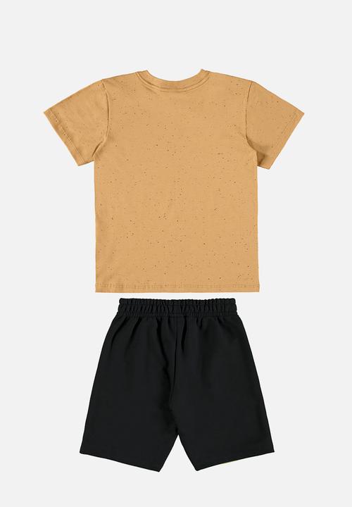 Quimby - Set - jersey t-shirt and sweat bermuda - brown
