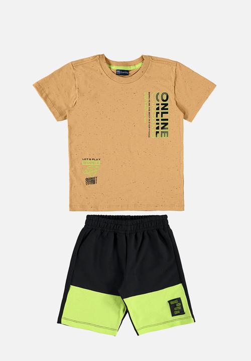 Quimby - Set - jersey t-shirt and sweat bermuda - brown