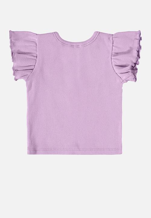 Quimby - Set - ribbed blouse and elastane jersey shorts - light purple & navy 
