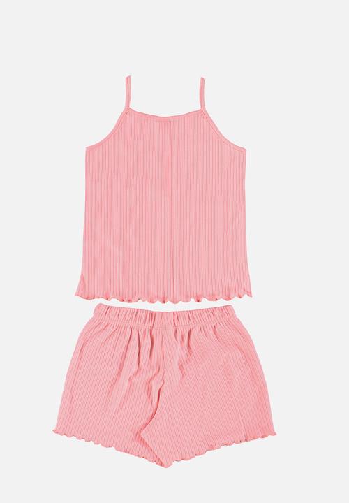 Quimby - Set - ribbed blouse and shorts pyjama - pink