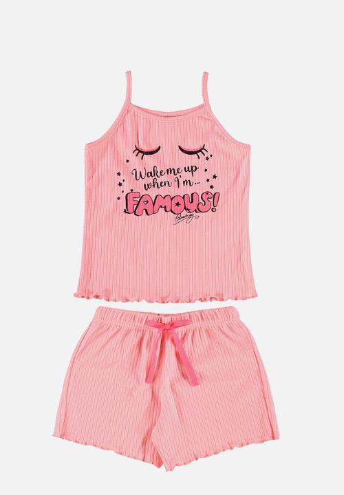 Quimby - Set - ribbed blouse and shorts pyjama - pink