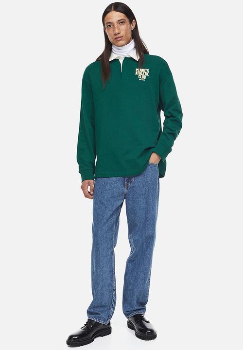 H&M - Relaxed fit printed polo shirt -  dark green