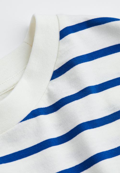 H&M - Oversized jersey top - white/striped 