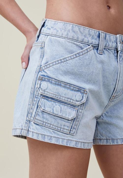 Cotton On - Mini cargo denim short - palm blue