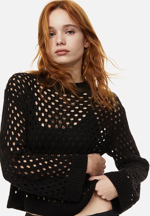 H&M - Hole-knit jumper - black 
