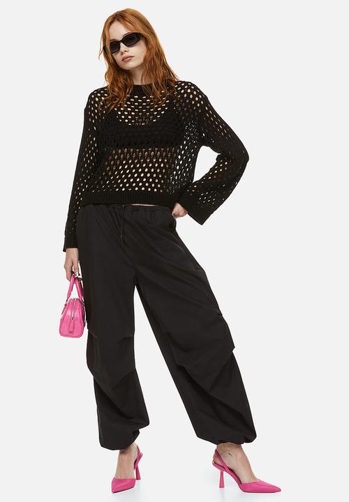 H&M - Hole-knit jumper - black 