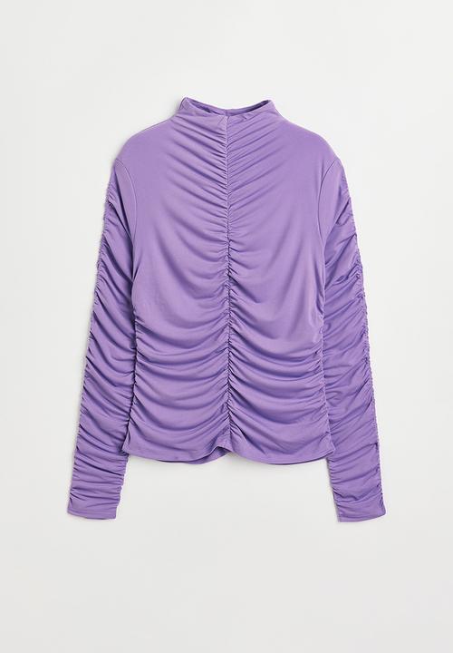 H&M - Gathered top with a turtleneck - purple