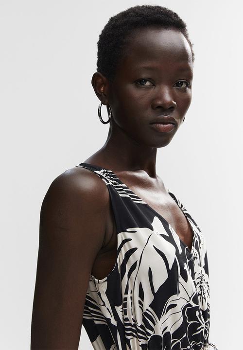 MANGO - Dress apricot - black