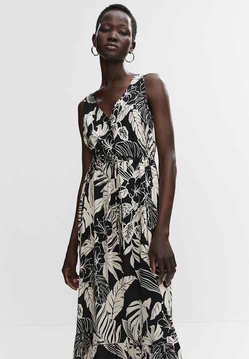 MANGO - Dress apricot - black